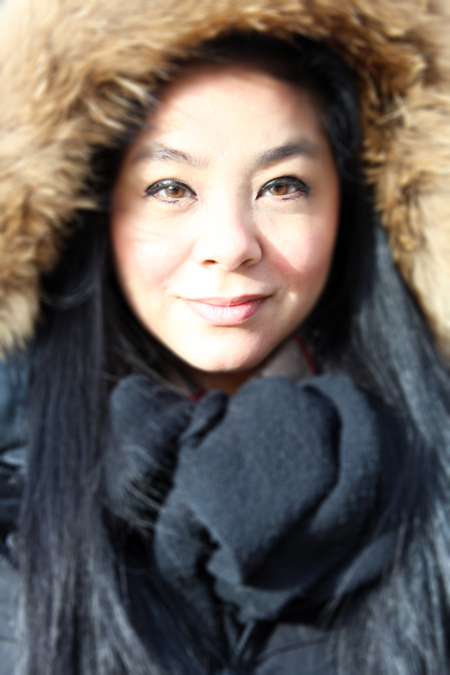 Noriko Emen-Casol in a Soia & Kyo winter coat
