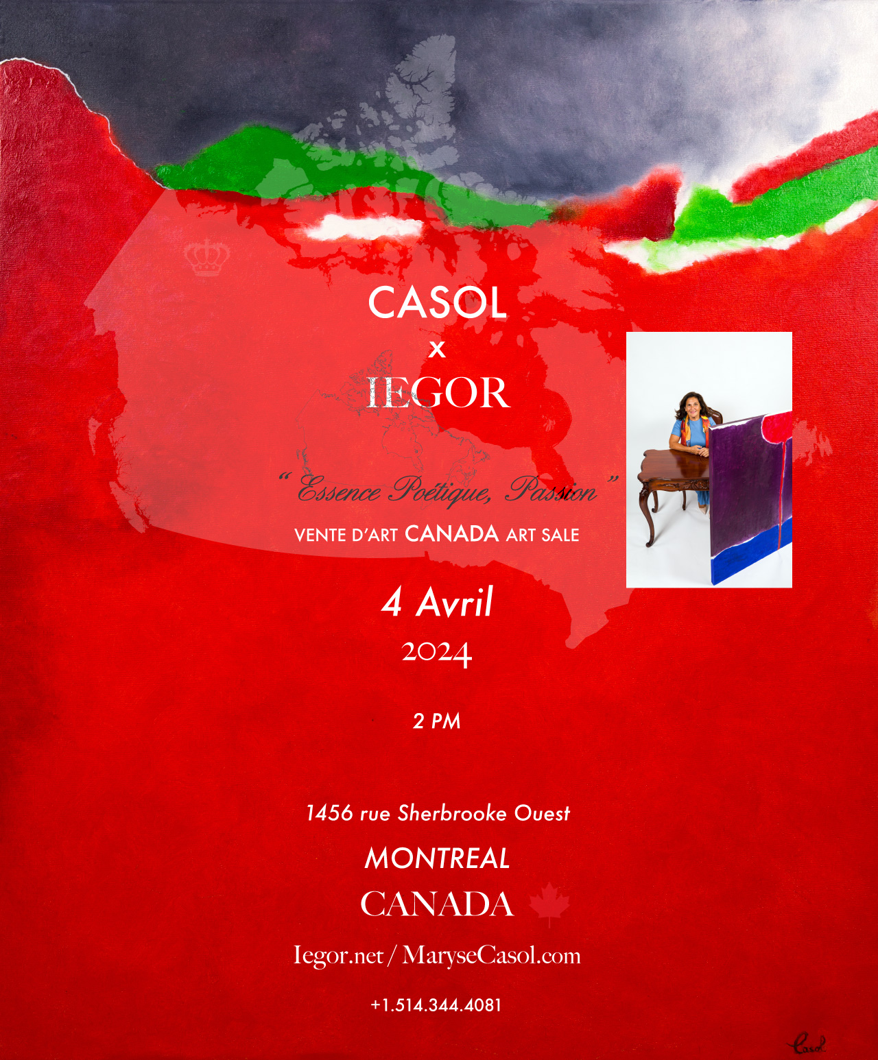 Peinture Essence Poétique, Passion par l'artiste peintre Maryse Casol, à vendre chez Iegor Maison des Encans à Montreal au Canada le 4 Avril, 2024