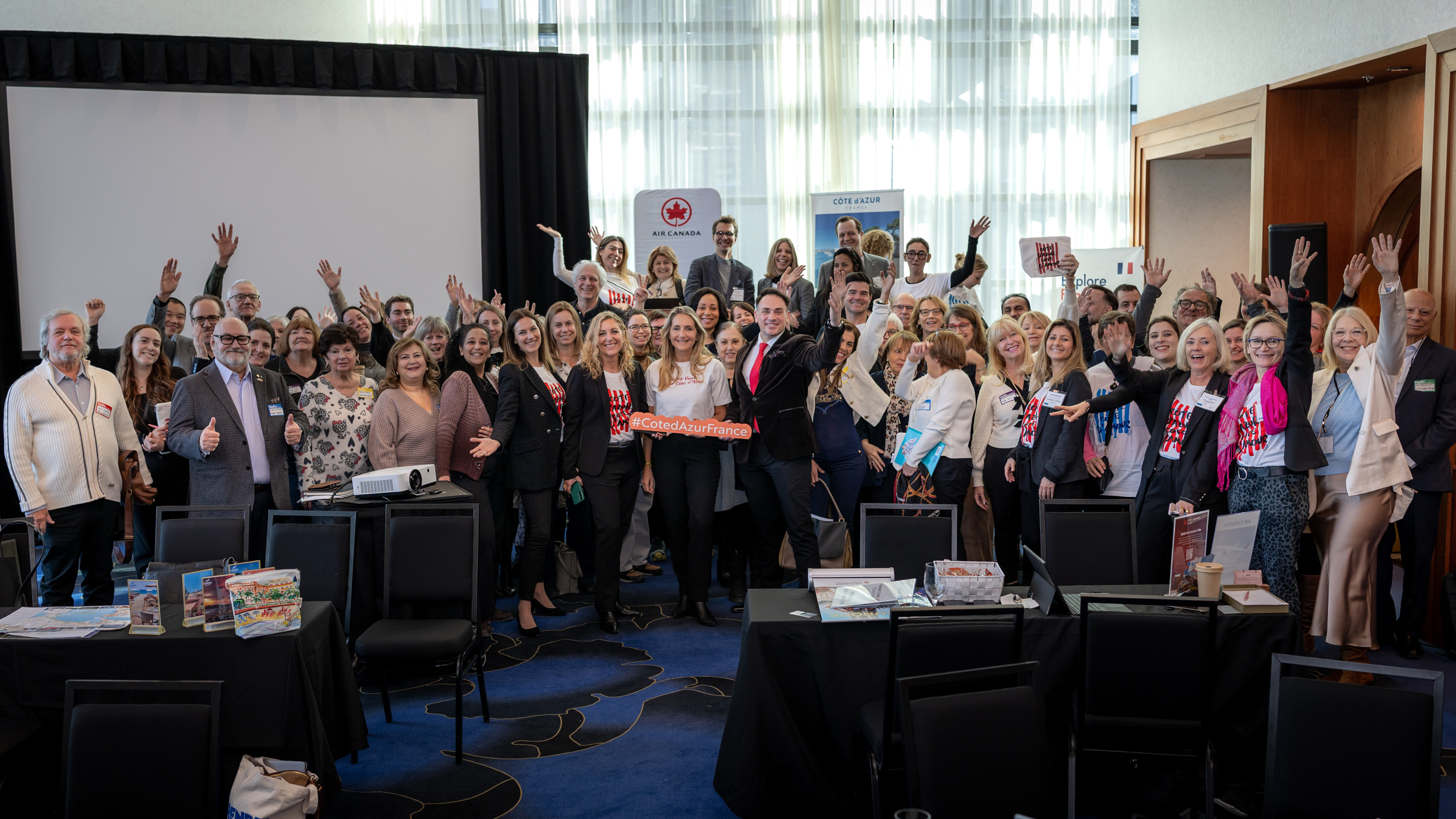 Alexandra Borchio-Fontimp, Mickael Casol and professionals at Cote d'Azur promotion event by Atout France in Montreal, Canada, February 5, 2026